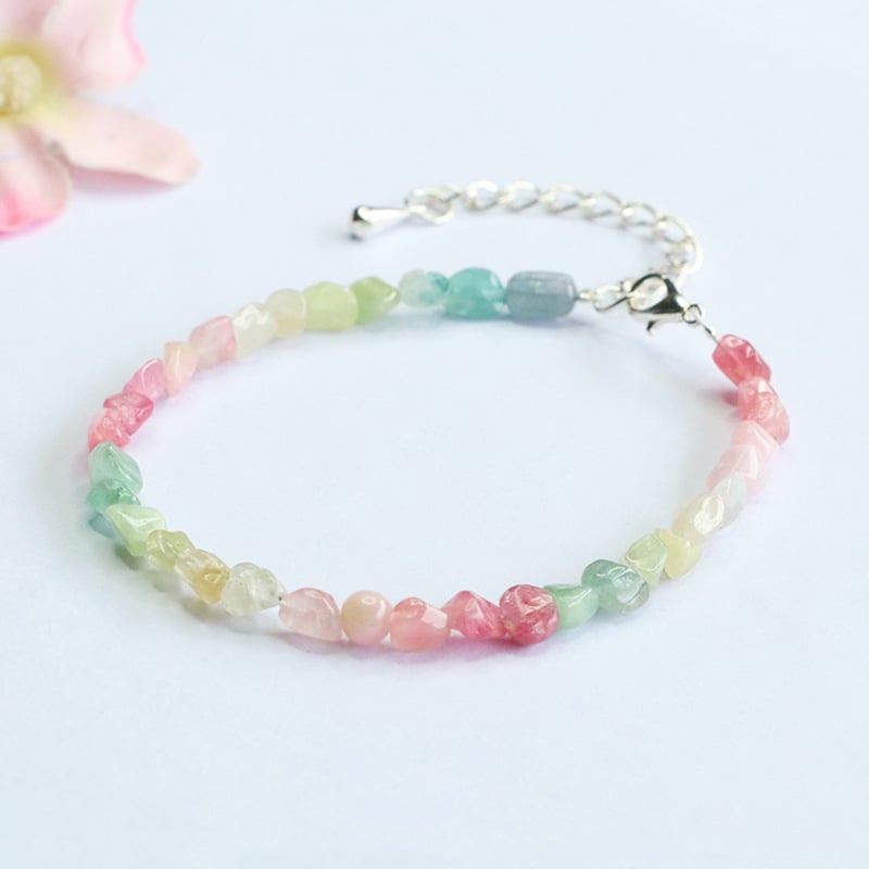 Βραχιόλι Candy Tourmaline, τυχαίο σχήμα, χειροποίητο υφαντό, γυναικείος σχεδιασμός, γεωμετρικό σχήμα