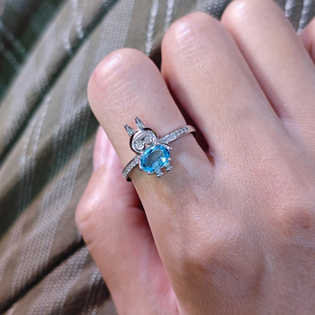 Δαχτυλίδι τοπαζ, σε ασήμι 925 με λίθους, καρτούν unisex, σειρά Colorful treasure, συλλογή άνοιξη 2025