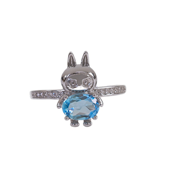 Δαχτυλίδι τοπαζ, σε ασήμι 925 με λίθους, καρτούν unisex, σειρά Colorful treasure, συλλογή άνοιξη 2025