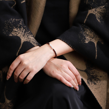 Βραχιόλι από φυσικό γκαρνέτ, χειροποίητο, γεωμετρικό σχέδιο, μινιμαλιστικό στυλ, premium κατηγορίας