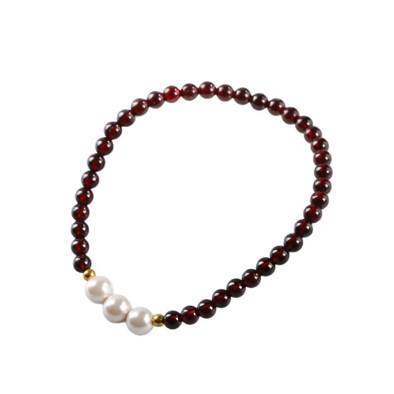 Βραχιόλι από φυσικό γκαρνέτ, χειροποίητο, γεωμετρικό σχέδιο, μινιμαλιστικό στυλ, premium κατηγορίας