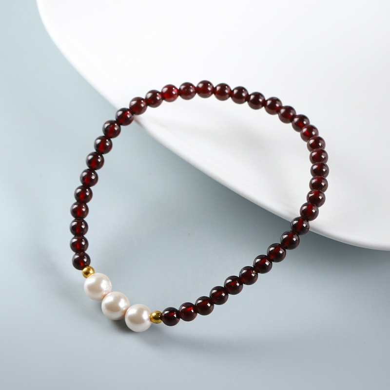 Βραχιόλι από φυσικό γκαρνέτ, χειροποίητο, γεωμετρικό σχέδιο, μινιμαλιστικό στυλ, premium κατηγορίας