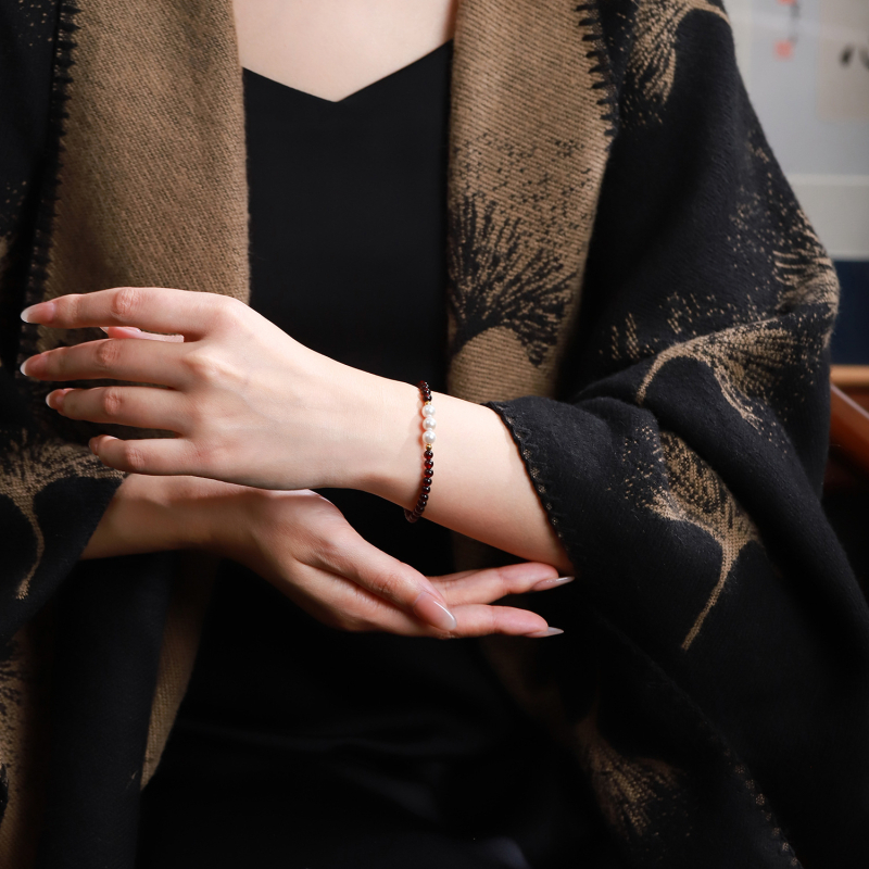 Βραχιόλι από φυσικό γκαρνέτ, χειροποίητο, γεωμετρικό σχέδιο, μινιμαλιστικό στυλ, premium κατηγορίας