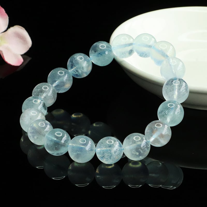 Βραχιόλι – 5A Ακουαμαρίνης, χειροποίητο πλέξιμο, γεωμετρικός σχεδιασμός με έναν κύκλο, unisex, ελαφρύ στυλ πολυτελείας