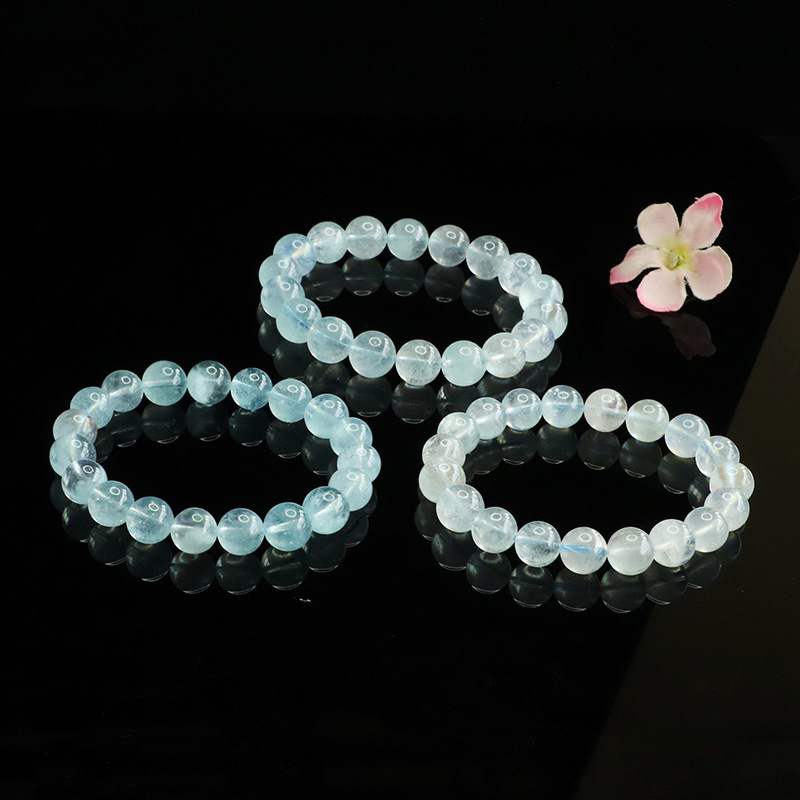 Βραχιόλι – 5A Ακουαμαρίνης, χειροποίητο πλέξιμο, γεωμετρικός σχεδιασμός με έναν κύκλο, unisex, ελαφρύ στυλ πολυτελείας