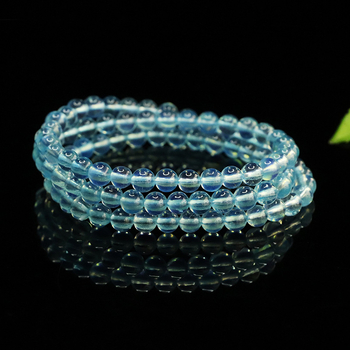 7A természetes akvamarin több rétegű karkötő, kézzel kötve, geometriai kialakítás, uniszex