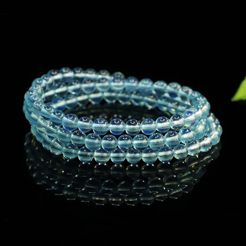 7A természetes akvamarin több rétegű karkötő, kézzel kötve, geometriai kialakítás, uniszex