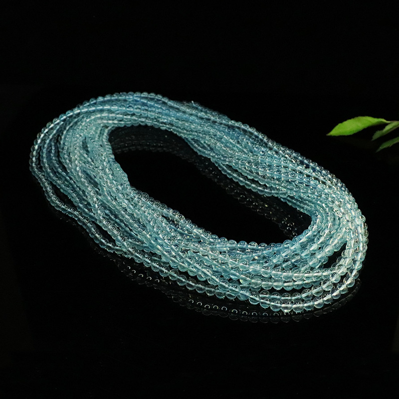 7A természetes akvamarin több rétegű karkötő, kézzel kötve, geometriai kialakítás, uniszex