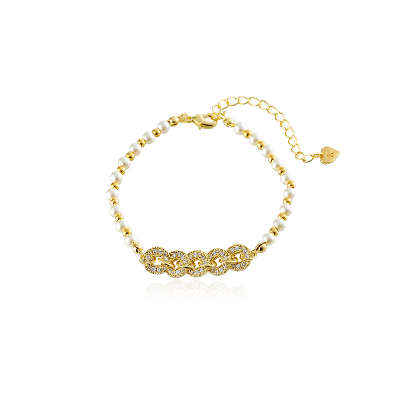 Brățară cu monedele celor cinci împărați — design geometric din cupru-plastic, electroplacare, primăvara 2025, stil Old Money, bijuterie de mână pentru femei.