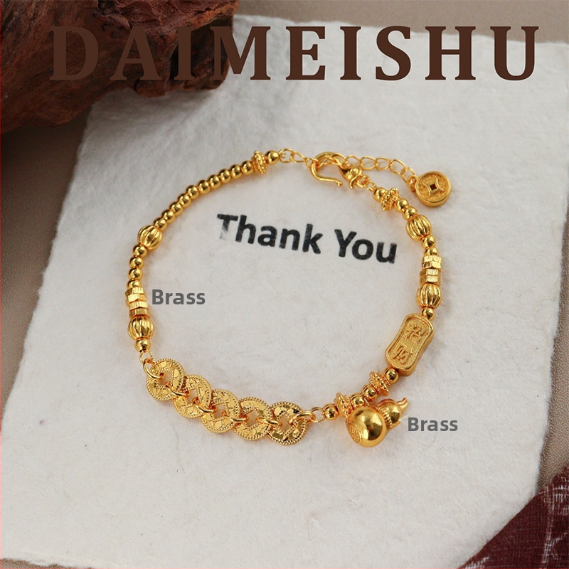 Bakrena narukvica, elektroplatiranje, oblik cvijeta, ženski, novi kineski stil; poklon za godišnjicu