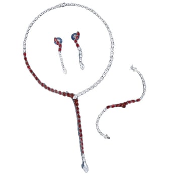 Bride talk Réz esküvői ékszer készlet cirkón medállal, elektroplakálás, szabályos lánc, fülbevalók, nyaklánc és gyűrű