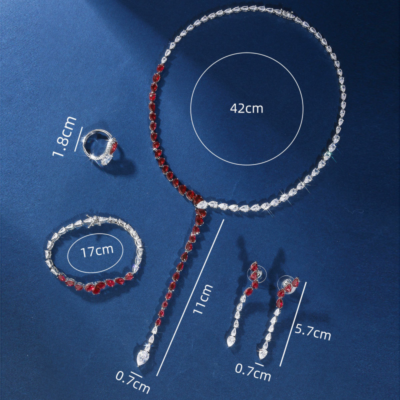 Bride talk Réz esküvői ékszer készlet cirkón medállal, elektroplakálás, szabályos lánc, fülbevalók, nyaklánc és gyűrű