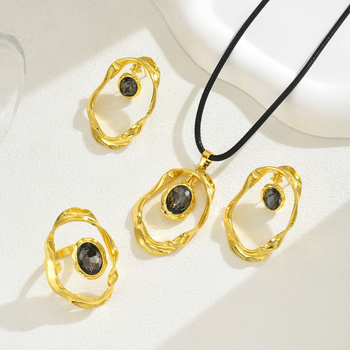 Női ékszerszett: geometriai, szabálytalan formájú nyaklánc és fülbevaló, ötvözet, gyémántokat beágyazott kristályok, könnyed luxus stílus, tartalmaz fülbevalót, nyakláncot és karkötőt