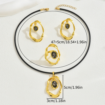 Női ékszerszett: geometriai, szabálytalan formájú nyaklánc és fülbevaló, ötvözet, gyémántokat beágyazott kristályok, könnyed luxus stílus, tartalmaz fülbevalót, nyakláncot és karkötőt