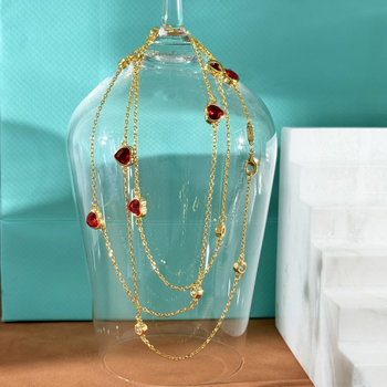 Szív alakú fasetált és cirkón köves nyaklánc és karkötő készlet, réz bevonattal, elektropolírozás, szabályos lánc, minta szerelem/gyöngy/harang