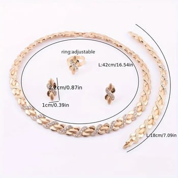 Ötvözet ékszerszett: nyaklánc, fülbevaló, karkötő és gyűrű, Cuban link lánccal, medál ötvözetből, hip-hop stílus