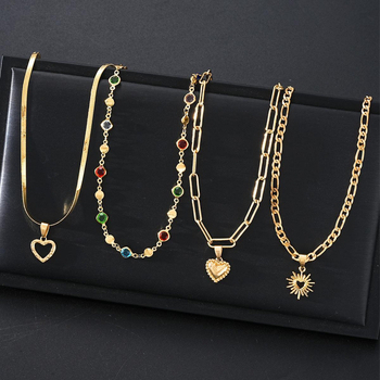 Colier cu pandantiv inimă, lanț clavicular, aliaj de zinc, electroplatinat, stil INS