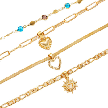 Colier cu pandantiv inimă, lanț clavicular, aliaj de zinc, electroplatinat, stil INS