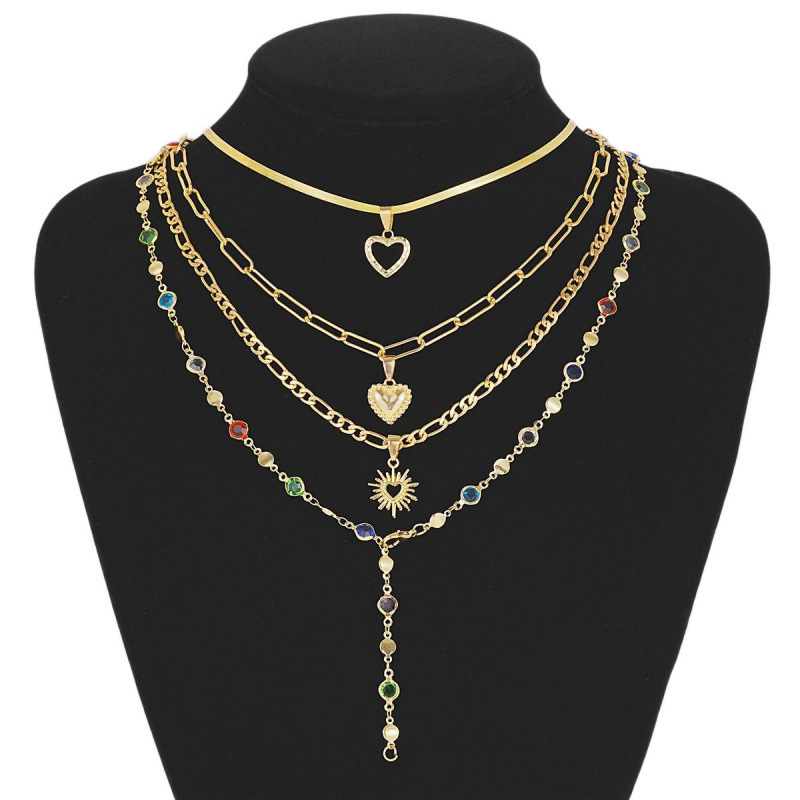 Colier cu pandantiv inimă, lanț clavicular, aliaj de zinc, electroplatinat, stil INS