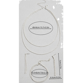 Réz ékszerkészlet: nyaklánc, fülbevaló és karkötő, víz-hullámú lánccal és rhinestone medállal