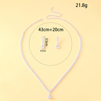 Set naušnica i ogrlice s kapkovitim privjeskom, Rhinestone, elektroplating, jednostavan stil