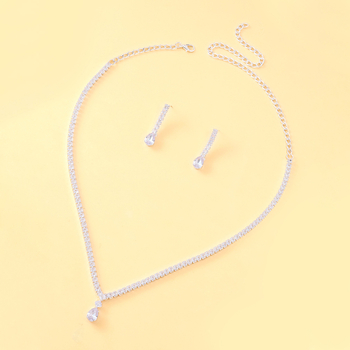 Set naušnica i ogrlice s kapkovitim privjeskom, Rhinestone, elektroplating, jednostavan stil