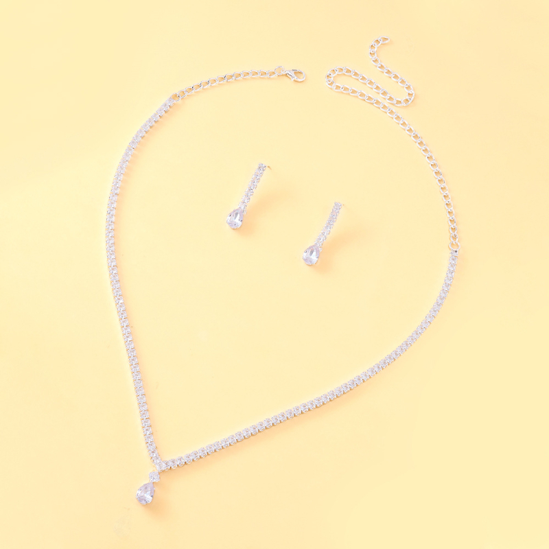 Set naušnica i ogrlice s kapkovitim privjeskom, Rhinestone, elektroplating, jednostavan stil