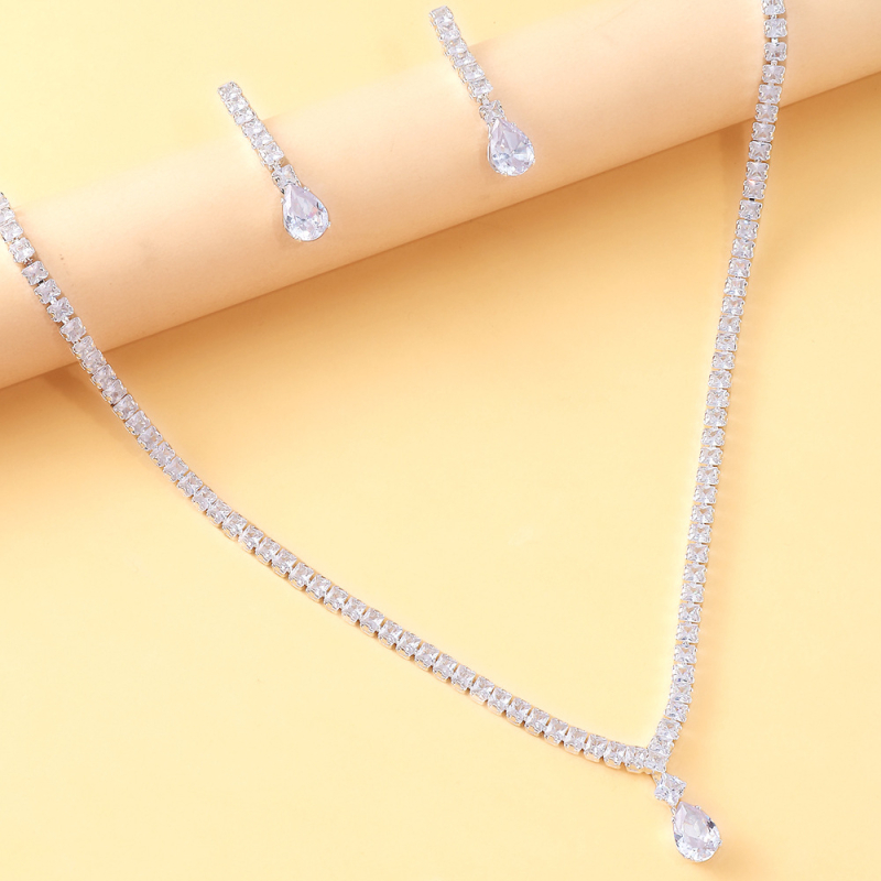 Set naušnica i ogrlice s kapkovitim privjeskom, Rhinestone, elektroplating, jednostavan stil