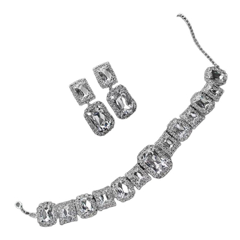 Ékszerszett: fülbevaló és nyaklánc, rhinestone, elektroplattázás, hagyományos lánc, egyéni stílus