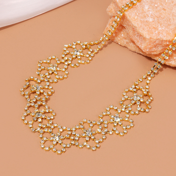 Menyasszonyi ékszerszett: nyaklánc és fülbevalók rhinestone-nal, elektroplatinált bevonat, mesterséges kristály medállal, szabályos lánccal, minták Szerelem/Vízcsepp/Harang