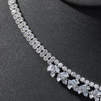 Colier cu piatră zircon, pandantiv în formă U, geometric, din aliaj placat electrochimic – bijuterii pentru femei