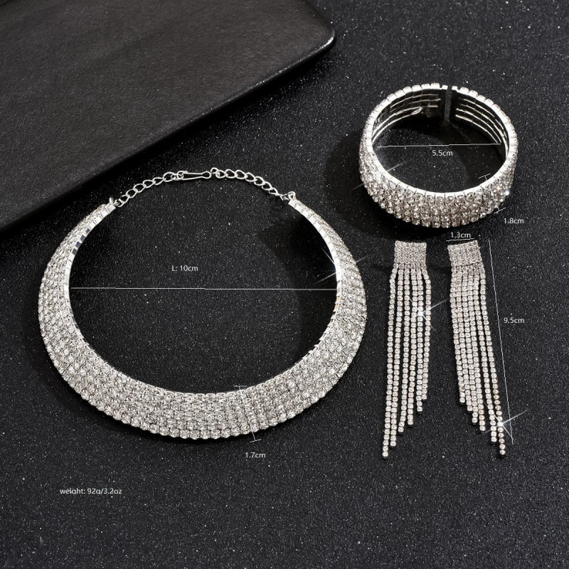 Ženski set nakita od bakra s rhinestones: choker ogrlica, narukvica i naušnice s rhinestones; uzorak zvijezda/sunce i mjesec/oblaci/vesmír