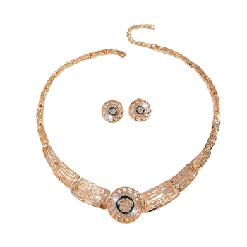 Set colier și cercei cu cap de leopard, aliaj de zinc, placare electroplatinată, stil în formă de V, lanț standard