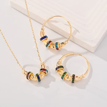 Vast Galaxy set bijuterii din cupru: cercei și colier, placare electrolitică, lanț regulat