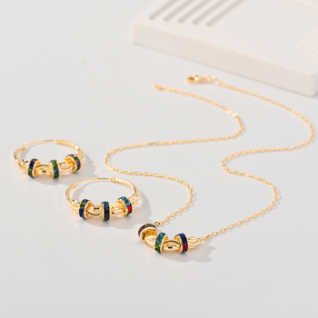 Vast Galaxy set bijuterii din cupru: cercei și colier, placare electrolitică, lanț regulat