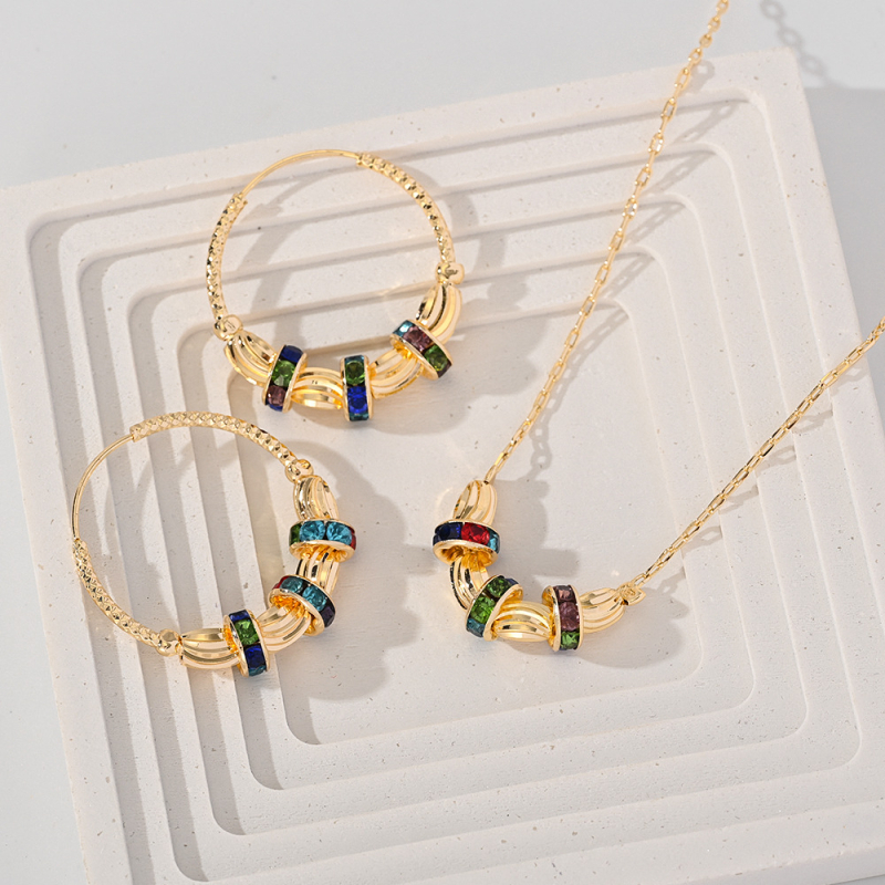 Vast Galaxy set bijuterii din cupru: cercei și colier, placare electrolitică, lanț regulat