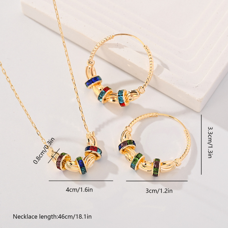 Vast Galaxy set bijuterii din cupru: cercei și colier, placare electrolitică, lanț regulat