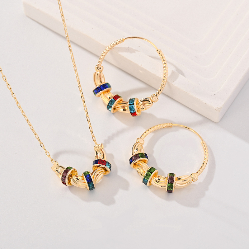 Vast Galaxy set bijuterii din cupru: cercei și colier, placare electrolitică, lanț regulat