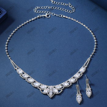 Set colier și cercei din zircon cu picături de apă și rhinestones, lanț clavicular, finisaj electroplate, stil japonez și coreean