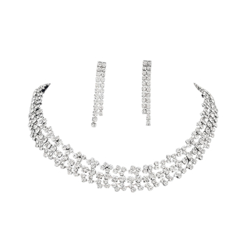 Set cercei și colier - lanț încrucișat, pandantiv din aliaj, placare electrolitică, design elegant