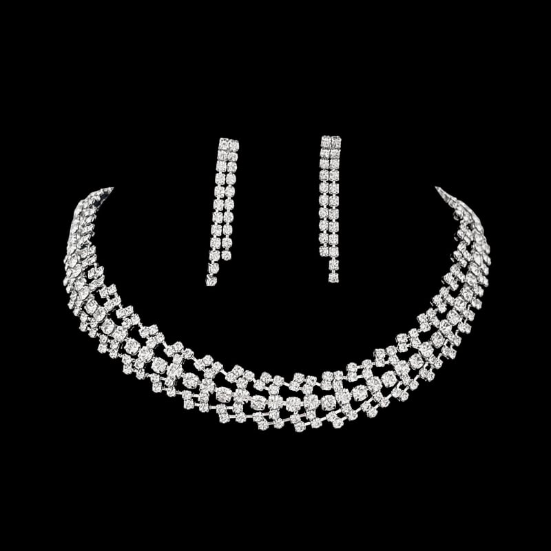 Set cercei și colier - lanț încrucișat, pandantiv din aliaj, placare electrolitică, design elegant