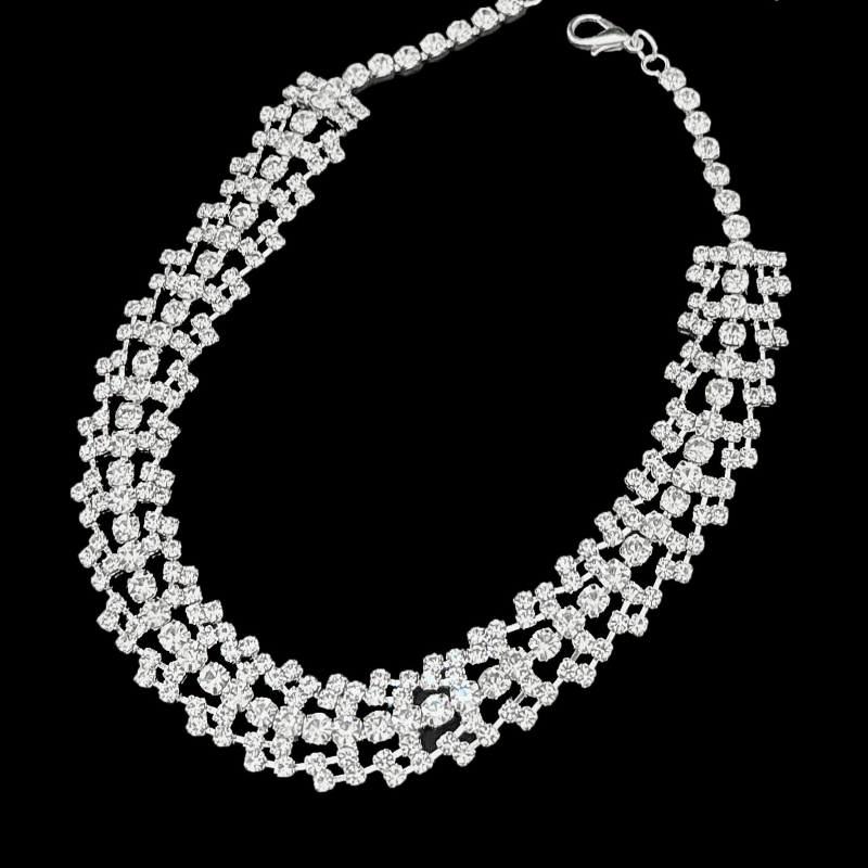 Set cercei și colier - lanț încrucișat, pandantiv din aliaj, placare electrolitică, design elegant