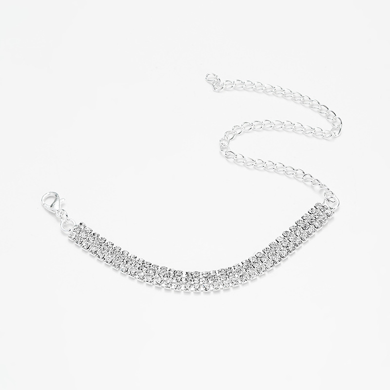 Háromsoros strasszos ékszerszett: nyaklánc, fülbevaló és karkötő menyasszonyi kiegészítőkhöz, geometriai stílus, hullámlánc, többszintes, elektroplatált bevonat