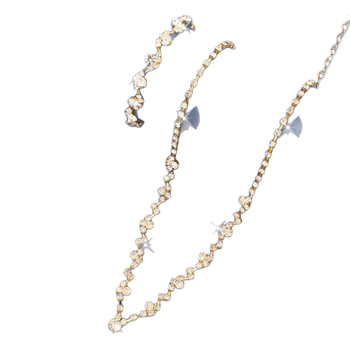 Ženski set nakita s rhinestonima: naušnice, ogrlica i narukvica; materijal: rhinestone; tehnika postavljanja dijamanata; uzorci: srce / kap / zvono; lanac: bočni lanac