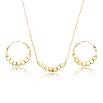 Set de bijuterii: cercei și colier, cupru, placare electrochimică, lanț obișnuit, pentru femei