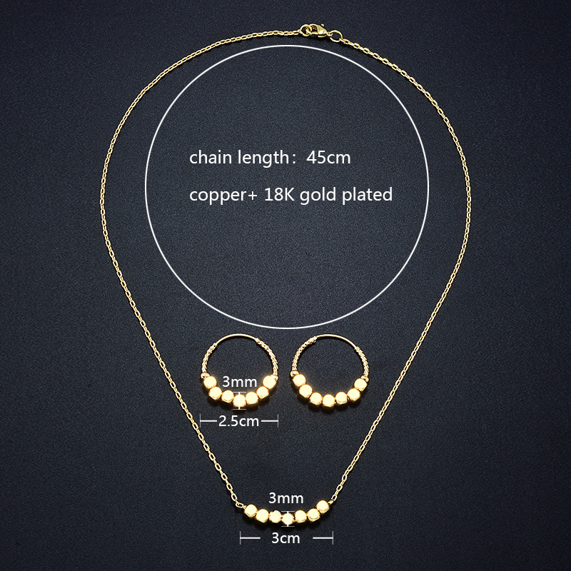 Set de bijuterii: cercei și colier, cupru, placare electrochimică, lanț obișnuit, pentru femei