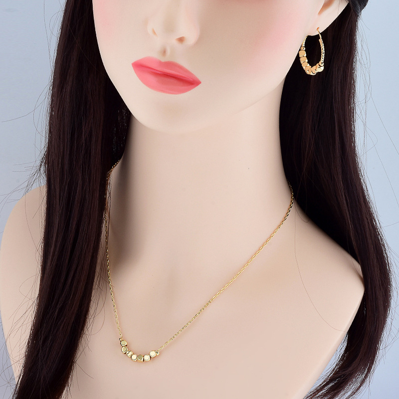 Set de bijuterii: cercei și colier, cupru, placare electrochimică, lanț obișnuit, pentru femei