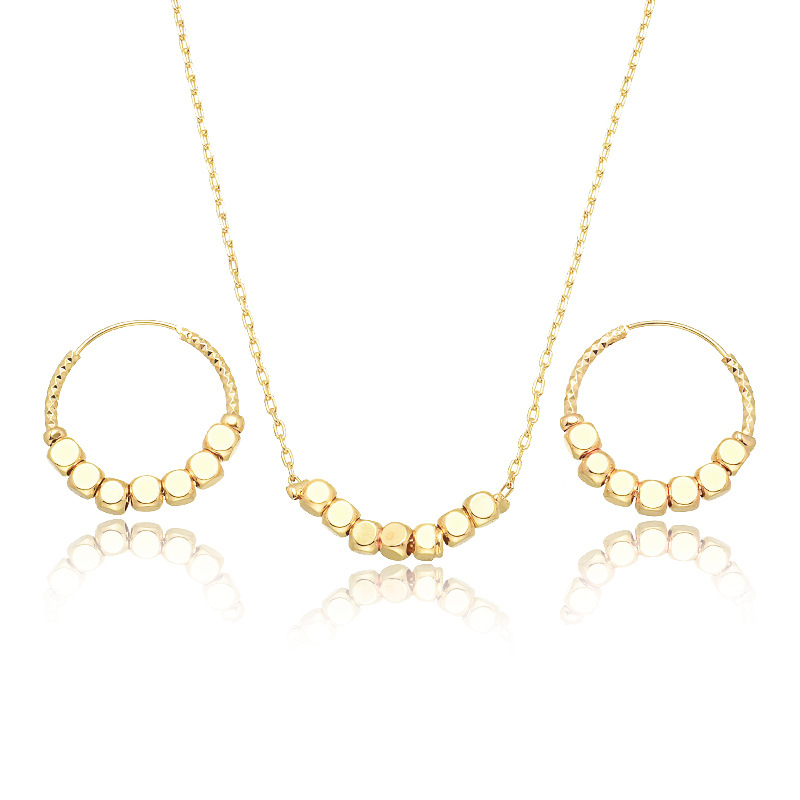 Set de bijuterii: cercei și colier, cupru, placare electrochimică, lanț obișnuit, pentru femei