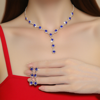 Set de bijuterii pentru femei: colier și cercei cu lanț claw-chain din metal, cristal, electroplating, model zodiac