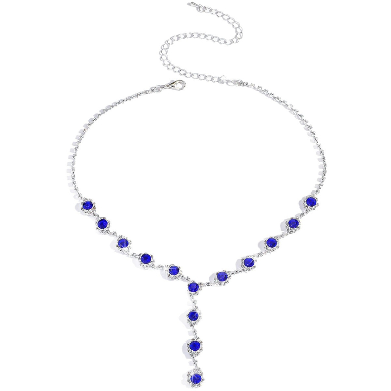 Set de bijuterii pentru femei: colier și cercei cu lanț claw-chain din metal, cristal, electroplating, model zodiac